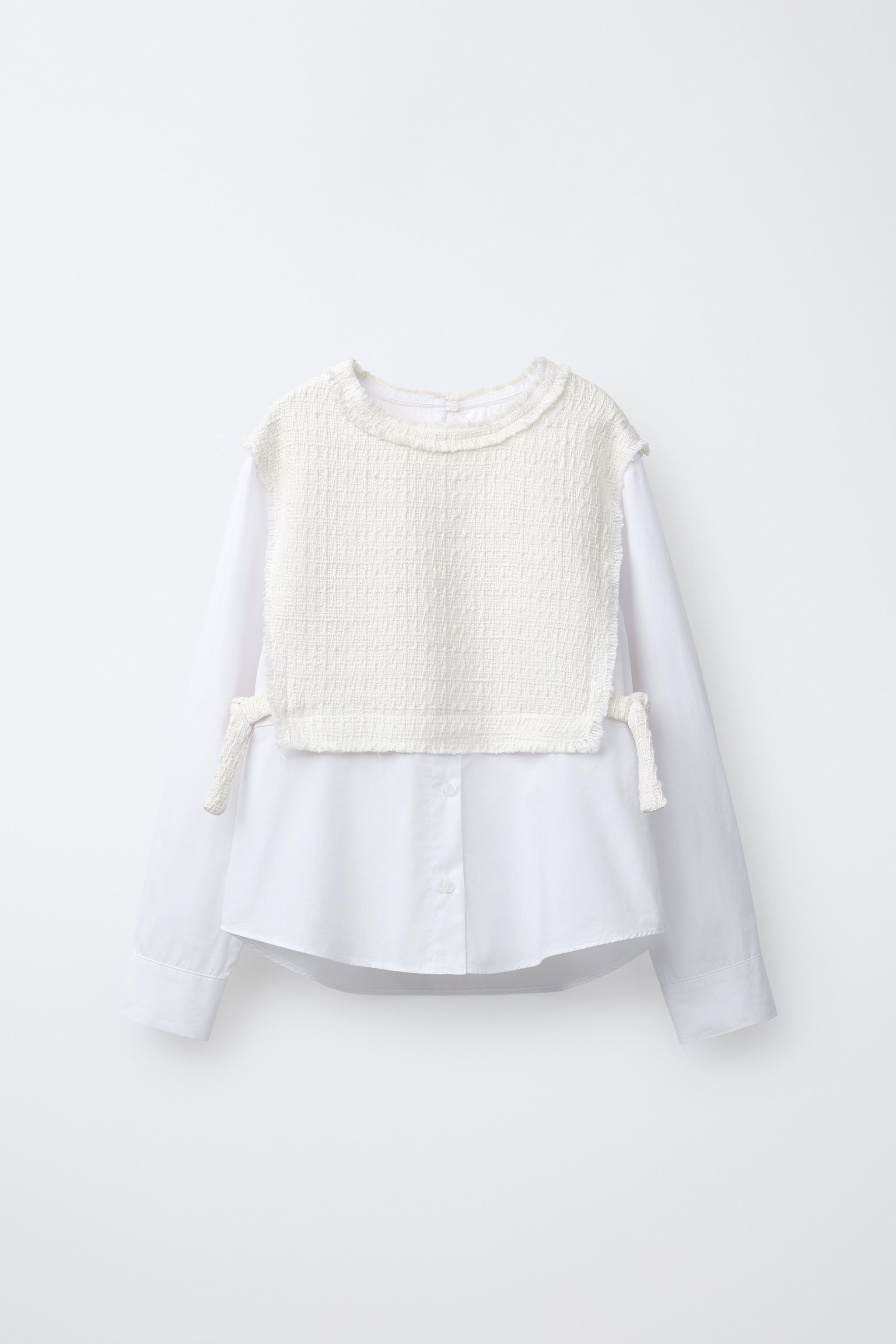 CHEMISE UNIE AVEC CHALECO STRUCTURÉ ET NŒUDS